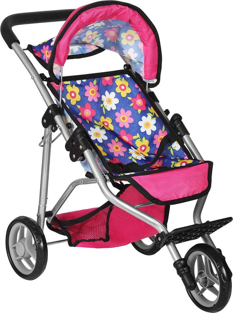 fash n kolorÂ® Baby Doll Stroller Gift for Kids, Toy Doll Stroller with Adjustable Canopy & Storage Basket Push Pram Baby Stroller for Dolls - Foldable Doll Stroller for Pretend Play Dolls Accessories - Image 1