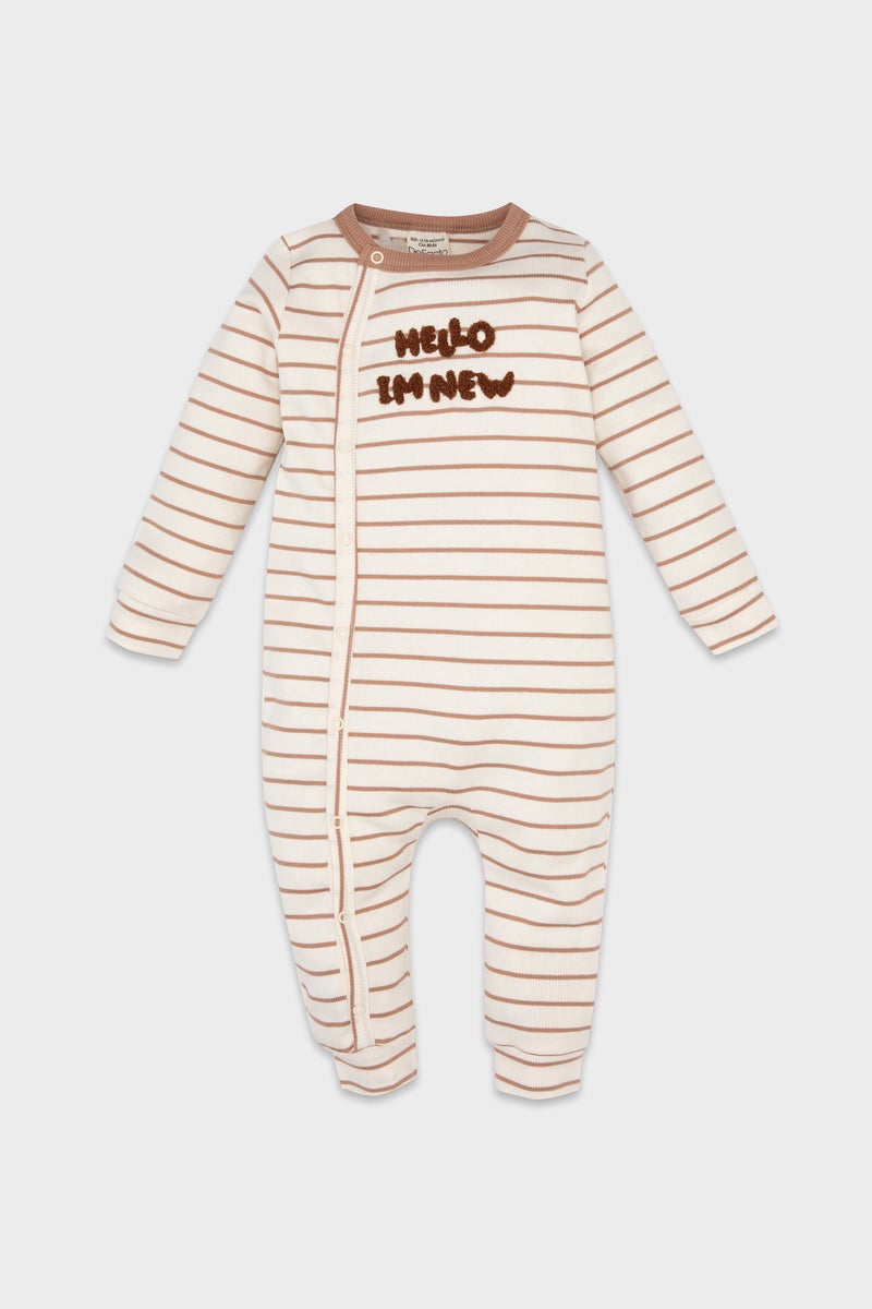 DeFacto Baby Boy Newborn Striped Ribbed Jumpsuit  - Image 1
