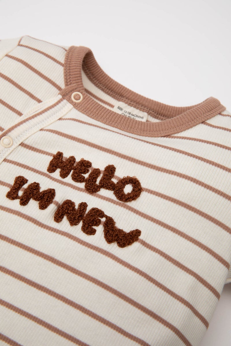 DeFacto Baby Boy Newborn Striped Ribbed Jumpsuit  - Image 3