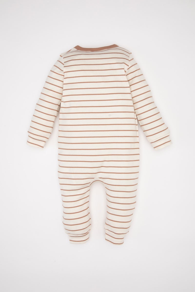 DeFacto Baby Boy Newborn Striped Ribbed Jumpsuit  - Image 5