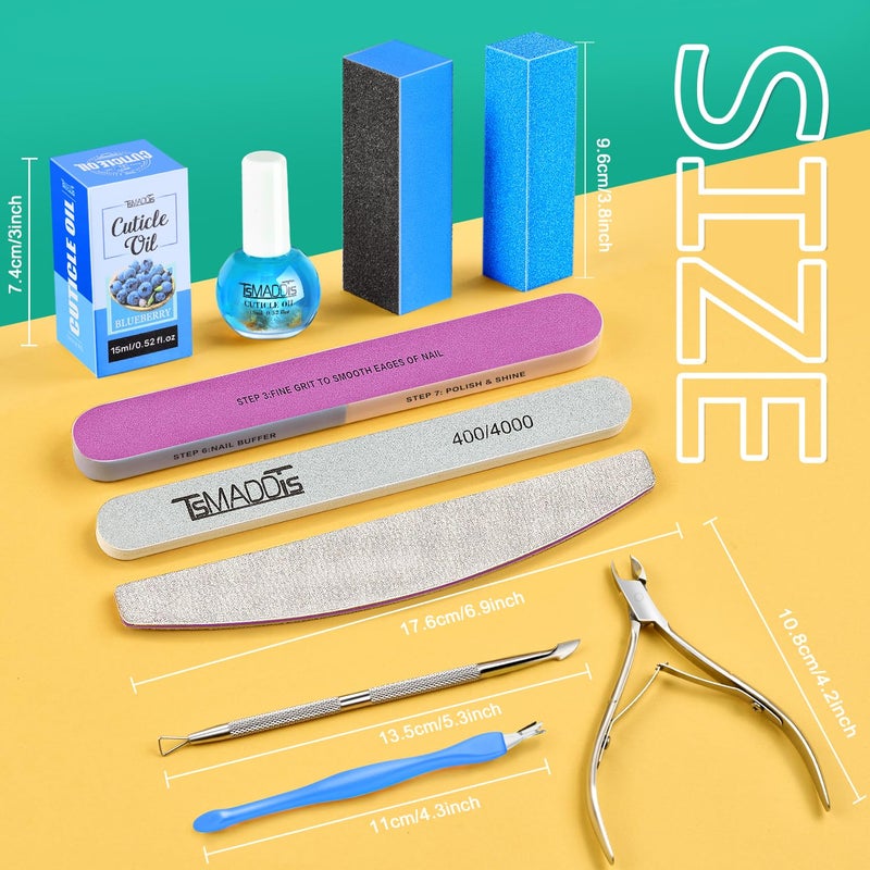 TsMADDTs Nail Manicure Kit with 3 Nail Files, 2 Buffer Blocks, Cuticle Tool with Trimmer, Pusher and Cuticle Oil for Women Nail Care - Image 3