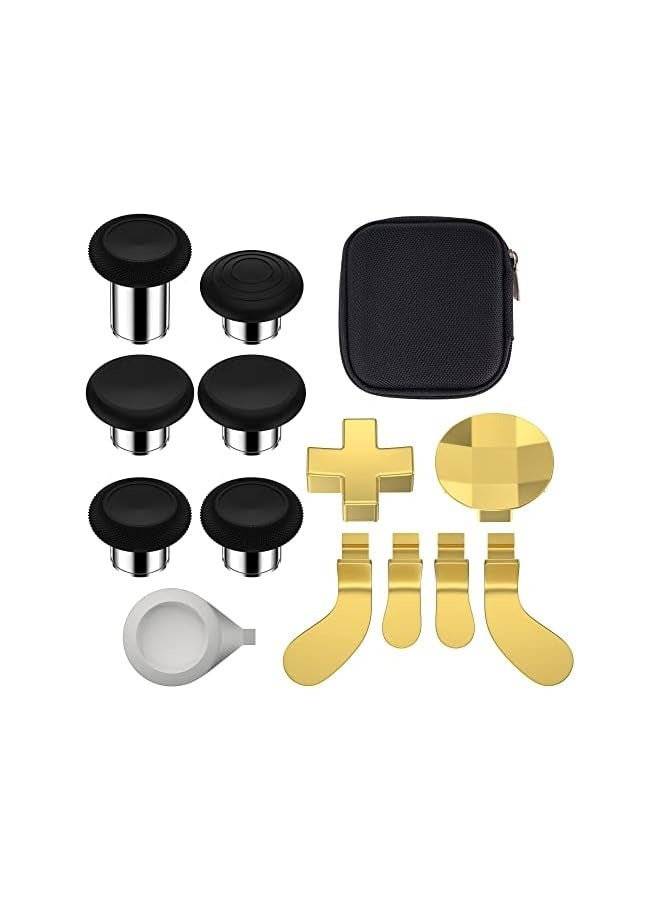 بروماس قطع غيار 13 في 1 لوحدة تحكم Xbox Elite Series 2، 6 أعواد إبهام مغناطيسية، 4 مجاذيف، 2 وسادات D، 1 أداة تعديل، مجموعة مخصصة لملحقات Xbox One Elite Series 2 (ذهبي) - Image 1