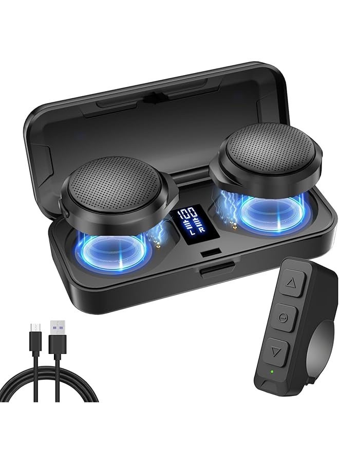Motorcycle Helmet Bluetooth Headset,Wireless Helmet Speakers Kit With Charging Case And Remote Control,Stereo Noise Reduction,Universal Communication Systems Motorbike,For Riding Outdoor - Image 1