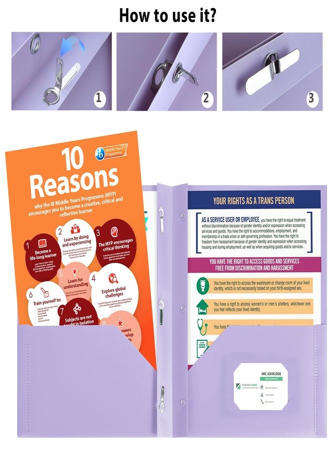 HABGP Two Pocket Folder with Prongs (5 Pack, Pastel Colors), Plastic Folders with Pockets and Business Card Holder, Folders with Pocket Fit Letter Size, Organizing Papers in School, Office & Business - Image 3