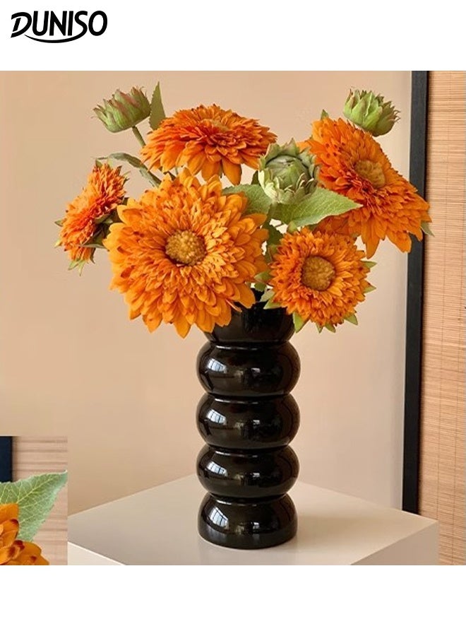 DUNISO Artificial Sunflower Bouquet Fake Silk Vintage Sunflower Realistic Plants Sunflower Modern Simulated Decorative Bouquet for Wedding Bouquet DIY， Party ，Home， Table Centerpiece， Office Decoration - Image 1