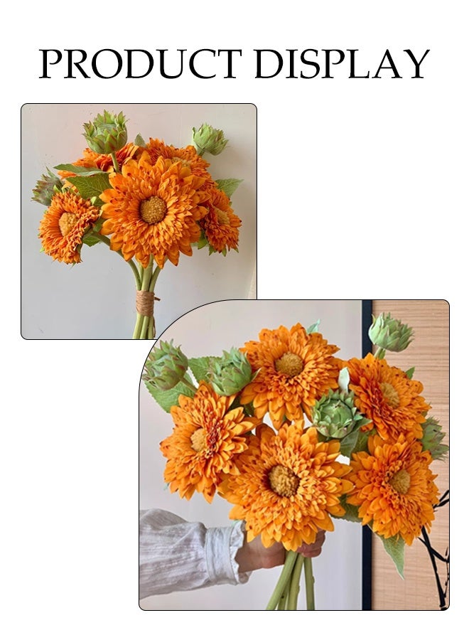 DUNISO Artificial Sunflower Bouquet Fake Silk Vintage Sunflower Realistic Plants Sunflower Modern Simulated Decorative Bouquet for Wedding Bouquet DIY， Party ，Home， Table Centerpiece， Office Decoration - Image 3