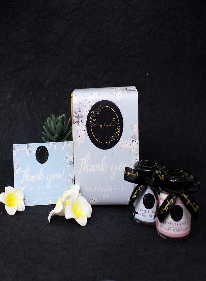 Wrapped up Love مجموعة هدايا شموع معطرة "رابد أب لوف" - مجموعة هدايا شكر (عبوة من شمعتين معطرتين) - شموع معطرة برائحة لحن البحر وزهرة الماغنوليا الكرزية للمنزل - Image 2