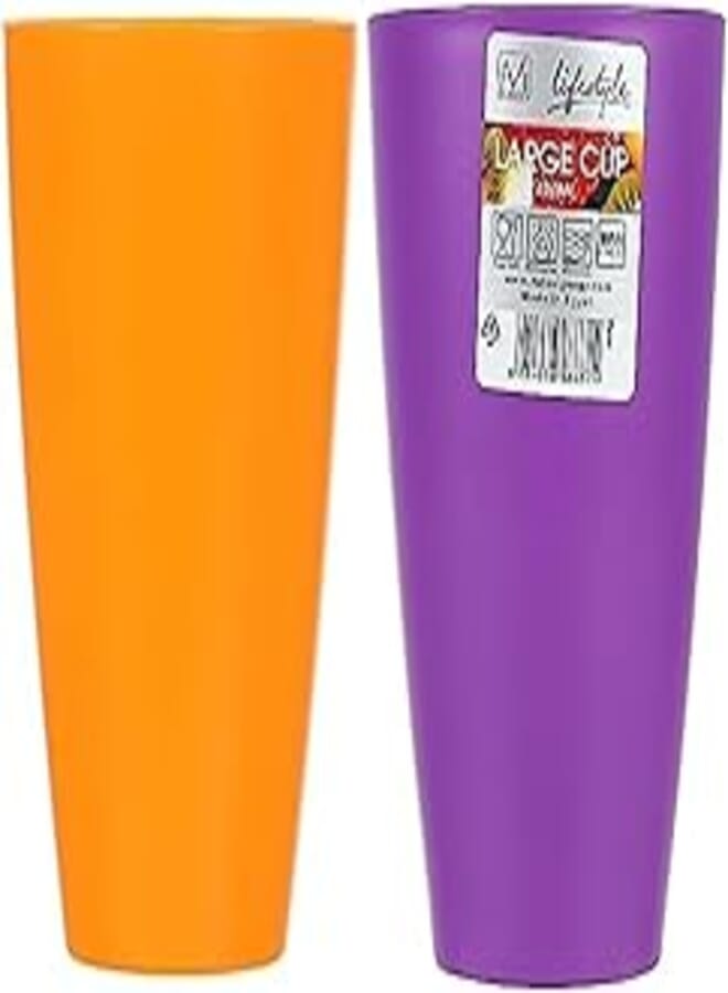 M-Design Lifestyle Large Plastic Cup, 420 ml - Orange + M-Design 8632Lifestyle Large Cup 420 ml Purple