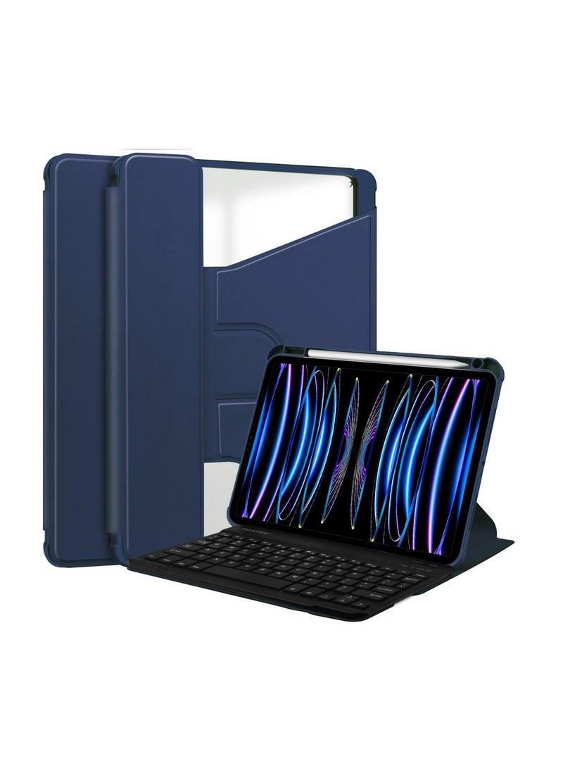 general حافظة لوحة مفاتيح بلوتوث دوارة من الأكريليك لجهاز iPad Pro 11/13 2024 مع حامل فتحة القلم، متوافقة مع iPad Air 11/13