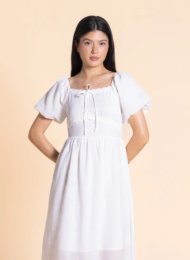 شايبس White Embroidered Dress