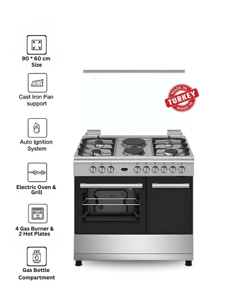 Venus Cooker VC9642BCD 90*60 cm 4 Gas Burner + 2 Hot Plate Electric Oven - Image 1