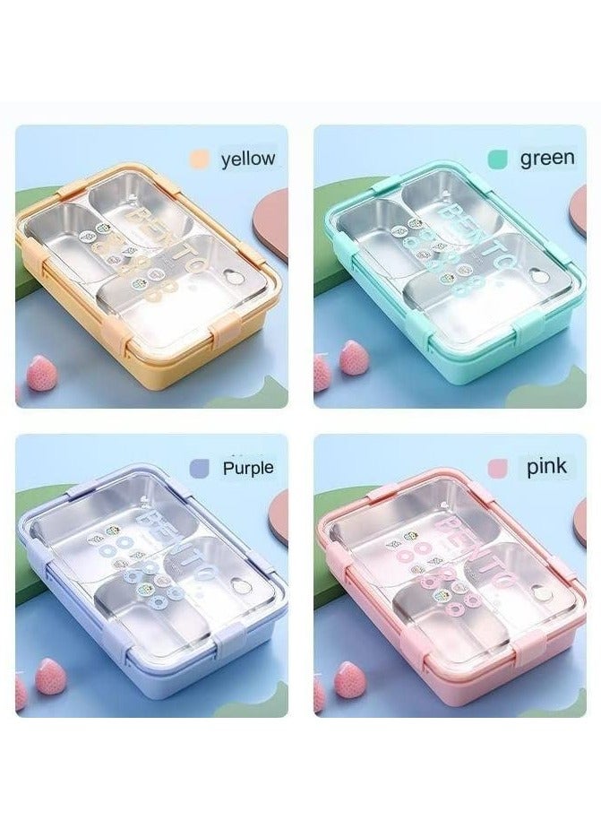 Laxon Laxon 7089 Bear Family stainless steel lunch box 700ml 3 Compartment with spoon - Mint green - Image 5