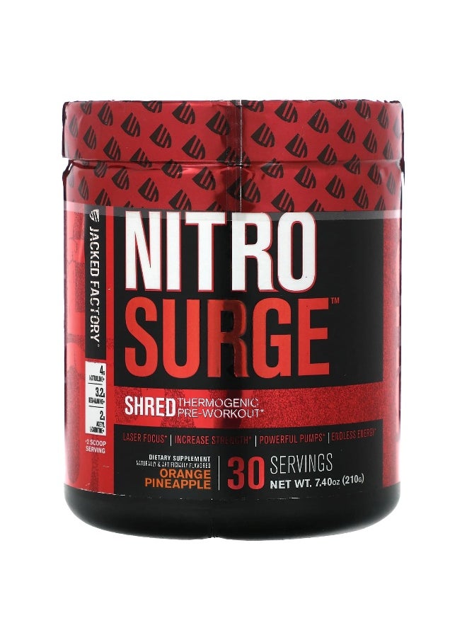 Jacked Factory Jacked Factory, Nitro Surge, Shred Thermogenic Pre-Workout, Orange Pineapple, 7.4 oz (210 g)  - Image 1