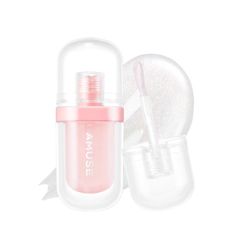 Amuse SEOUL Lip Fuller | Pink Diamond Lip Plumper, Gold Glitter, Lip Gloss, Glossy Melting Lip, Moisturizing, Shine, Korean Make-up, Glass Texture, Vegan - Image 1