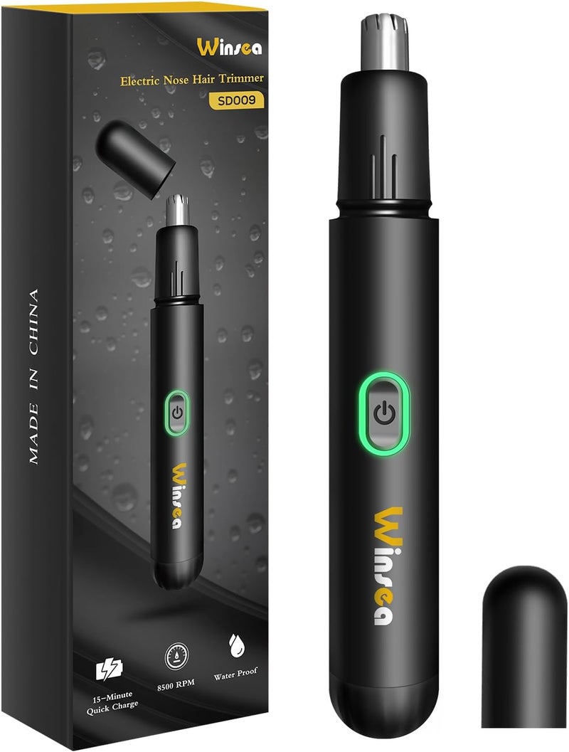 Winsea مقص شعر الأنف من Winsea Precision – تقنية قص كهربائية آمنة وفعالة بزاوية 360°، قابل لإعادة الشحن عبر USB، مقاوم للماء، مناسب لتنظيف شعر الأنف والأذنين والحواجب واللحية. - Image 1