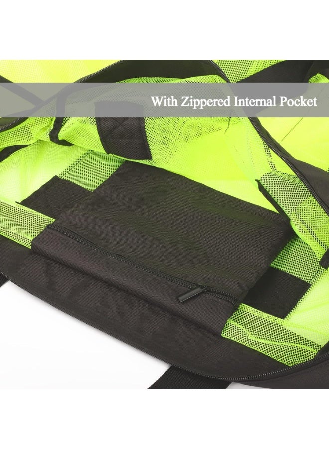 أس تس إل واي اي شنطة شاطئ كبيرة جدا، شنطة توت  حقيبة شاطئ شبكية، حقيبة حمل شاطئ خفيفة الوزن وقابلة للطي مع سحاب وجيوب مثالية لرحلة الشاطئ العائلية للنساء، حقيبة شبكية مضادة للماء والرمل لألعاب الشاطئ（24*18*8.7 inch）,（61*45*22 cm） - Image 4