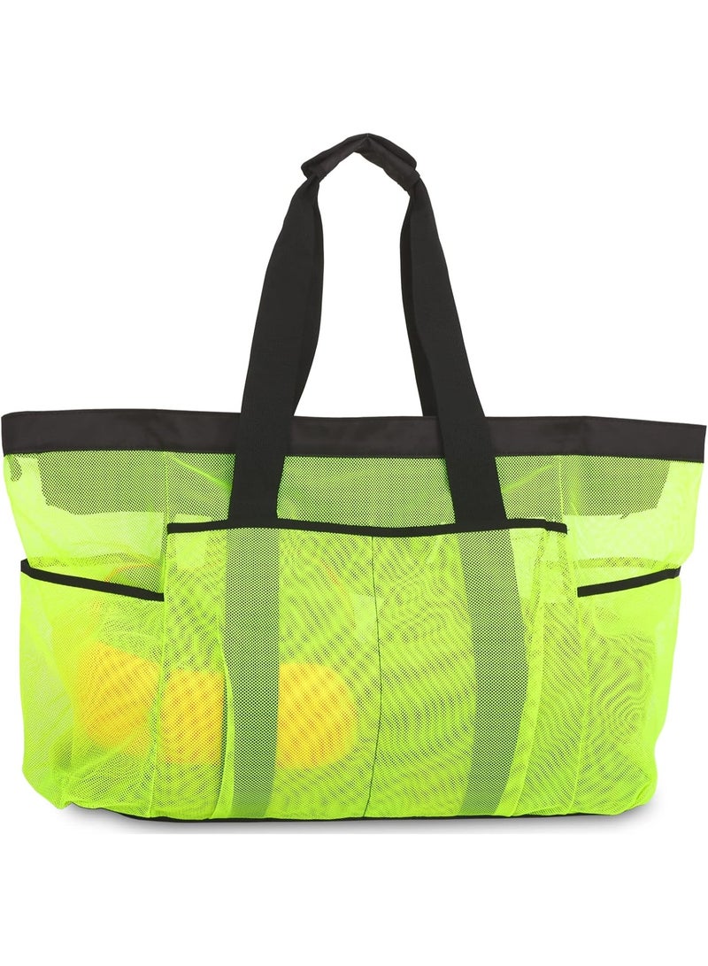 أس تس إل واي اي شنطة شاطئ كبيرة جدا، شنطة توت  حقيبة شاطئ شبكية، حقيبة حمل شاطئ خفيفة الوزن وقابلة للطي مع سحاب وجيوب مثالية لرحلة الشاطئ العائلية للنساء، حقيبة شبكية مضادة للماء والرمل لألعاب الشاطئ（24*18*8.7 inch）,（61*45*22 cm） - Image 2