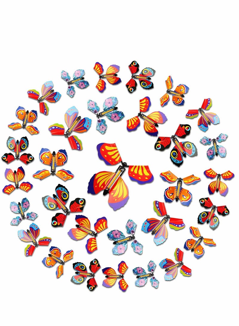 KASTWAVE Butterfly, Magic Fairy Flying Butterfly, Magic Flying Butterfly Card, Surprise Gift in The Book, Rubber Band Powered Butterfly, Wind Up Butterfly, Flyers Butterflies, for Party 30 Pieces (Retro Style) - Image 1