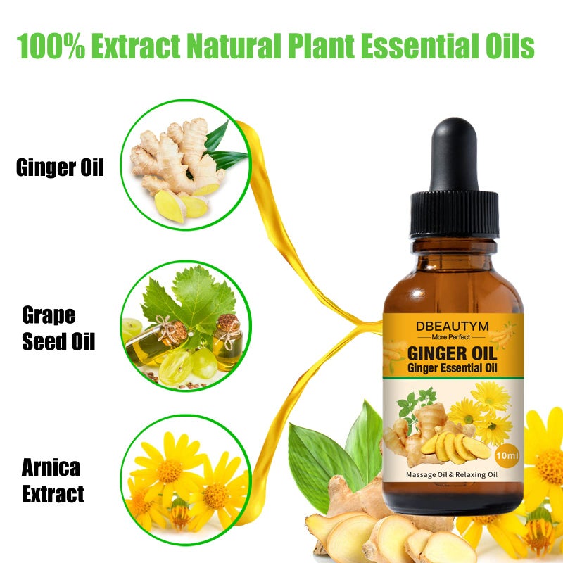DBEAUTYM 12 Pack Ginger Oil Lymphatic Drainage Massage Oil, Vitamin E Oil For Skin, Belly Lymphatic Drainage Ginger Oil -Arnica Ginger Oil for Lymphatic Drainage,Warming Sore Muscle Massage Oil Plant Aroma Oil - Image 2