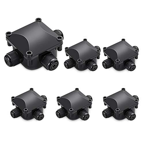 LightingWill Waterproof Junction Box, IP68, 3-Way Outdoor Cable Connectors,Outdoor/External Electrical Light Junction Box Ø 6mm-10.2mm (6 Pack) - Image 1