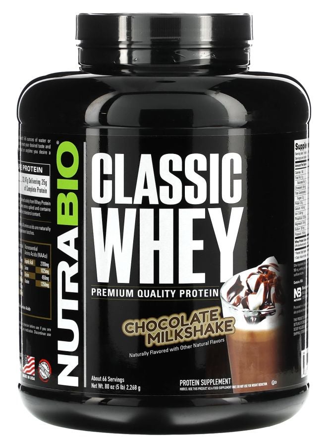 NutraBio Classic Whey Protein Chocolate Milkshake 5 lbs (2268 g)