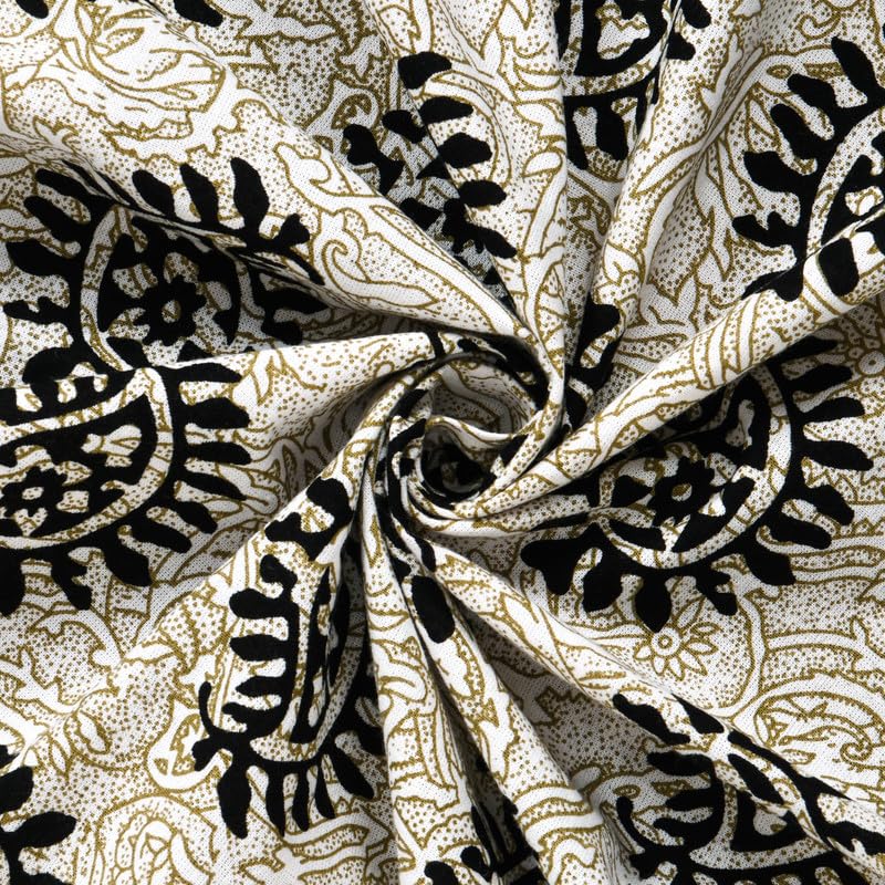 Furnofy 100% Cotton Traditional Jaipuri Print King Size Bedsheet (90x108 Inches) with 2 Matching Pillow Covers – Flat, Black Keri - Image 3