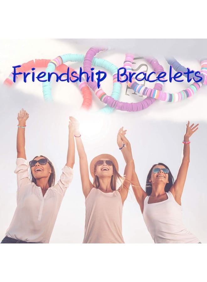 Florideco 10-12 Pcs Heishi Bracelet Clay Disc Bracelet for Women Rainbow Polymer Clay Fruit Flower Beaded Bracelet Stackable Surfer Stretch Cord Bracelets Summer Beach Jewelry - Image 5
