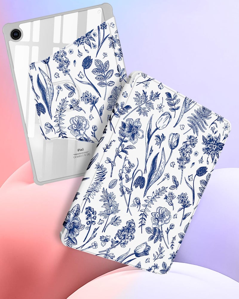 Kidcube for Samsung Galaxy Tab A9 Plus Case 11 Inch for Women Girls Cute Folio Cover with Pencil Holder Floral Flower Pretty Girly Design Rotating Stand for Tab A9+ Plus Tablet Case SM-X210/X216/X218 - Image 4