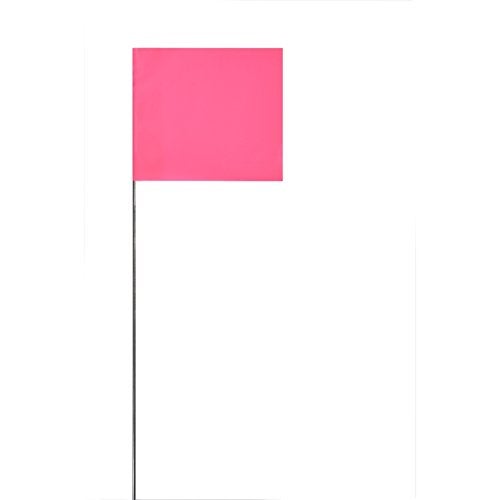 Swanson Tool Co. , Inc Swanson FPG15100 2-Inch by 3-Inch Marking Flags with 15-Inch Wire Staffs, Pink 100-Pack - Image 1