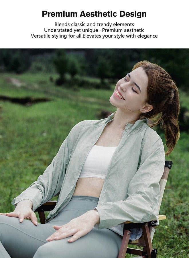 Sunnaltree UPF 50+ UV Sun Protection Clothing for Women, Lightweight Sun Protection Ice Silk Clothing Long Sleeve Hoodie Sun Shirt, Summer Elastic Quick Dry Sun Shirts Full Zipper Fishing Jacket - Image 2