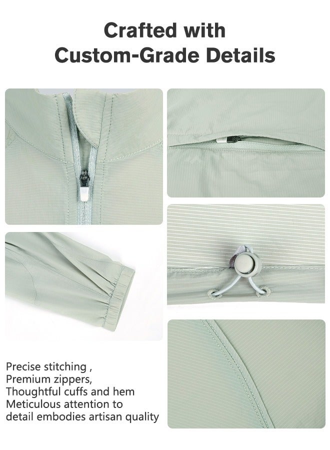 Sunnaltree UPF 50+ UV Sun Protection Clothing for Women, Lightweight Sun Protection Ice Silk Clothing Long Sleeve Hoodie Sun Shirt, Summer Elastic Quick Dry Sun Shirts Full Zipper Fishing Jacket - Image 5