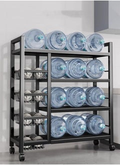 EXCLIFE 4-layer 4-net household multifunctional movable storage rack black 135*32*80  - Image 2