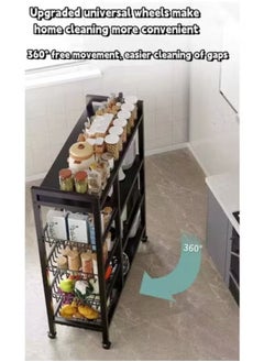 EXCLIFE 4-layer 4-net household multifunctional movable storage rack black 135*32*80  - Image 4