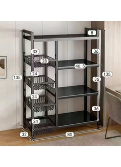 EXCLIFE 4-layer 4-net household multifunctional movable storage rack black 135*32*80  - Image 5
