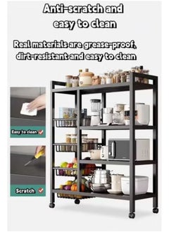 EXCLIFE 4-layer 4-net household multifunctional movable storage rack black 135*32*80  - Image 3