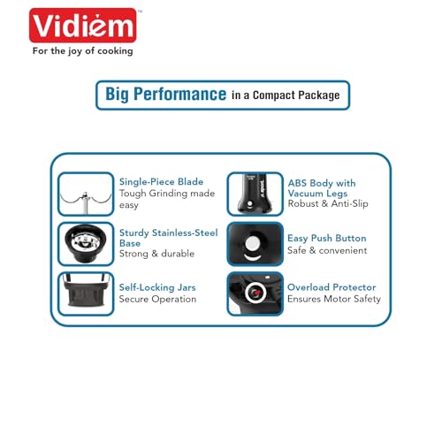 Vidiem Vita 500 W Personal Blender/Mixer/Grinder/Smoothie Maker | 22000 RPM Aria CoolTec Motor | 2 Transparent Jars (500 ml + 250 ml) | 3 Year Motor Warranty | Beyond Blending - Image 3