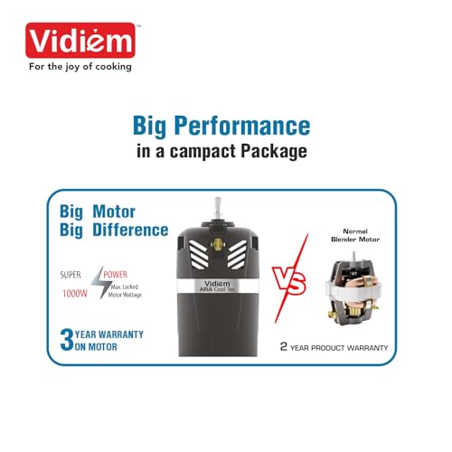Vidiem Vita 500 W Personal Blender/Mixer/Grinder/Smoothie Maker | 22000 RPM Aria CoolTec Motor | 2 Transparent Jars (500 ml + 250 ml) | 3 Year Motor Warranty | Beyond Blending - Image 4