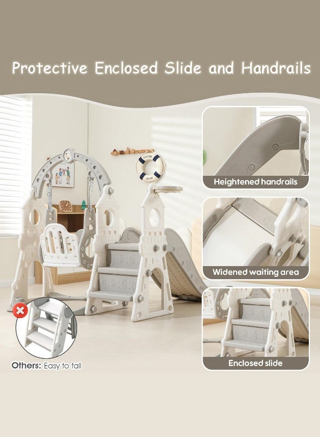 HAVERTYS 3-in-1 Kids Slide Combo with Swing & Basketball Hoop,Indoor & Outdoor Playground Climber Toy for Toddlers Slide Swing Set - Image 3