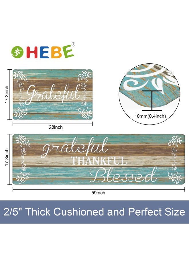 HEBE Anti Fatigue Kitchen Mat Set of 2 Non Slip Cushioned Kitchen Mats for Floor Waterproof Farmhouse Kitchen Rugs and Mats Set Comfort Standing Desk Mat Carpet for Sink,Office,Laundry - Image 2