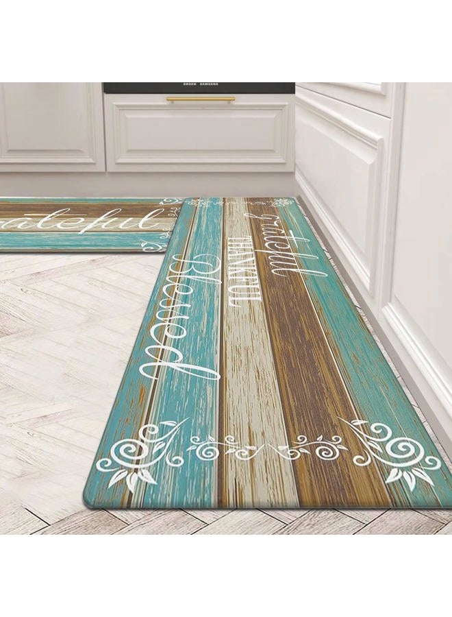 HEBE Anti Fatigue Kitchen Mat Set of 2 Non Slip Cushioned Kitchen Mats for Floor Waterproof Farmhouse Kitchen Rugs and Mats Set Comfort Standing Desk Mat Carpet for Sink,Office,Laundry - Image 1