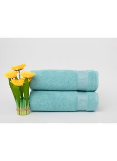 White Rose فاخر - 600 غم/م² - 100% قطن تيري - 2 منشفة حمام 70x140 سم - لمسة فاخرة - سريعة الجفاف - فائقة الامتصاص - تركوازي  - Image 1