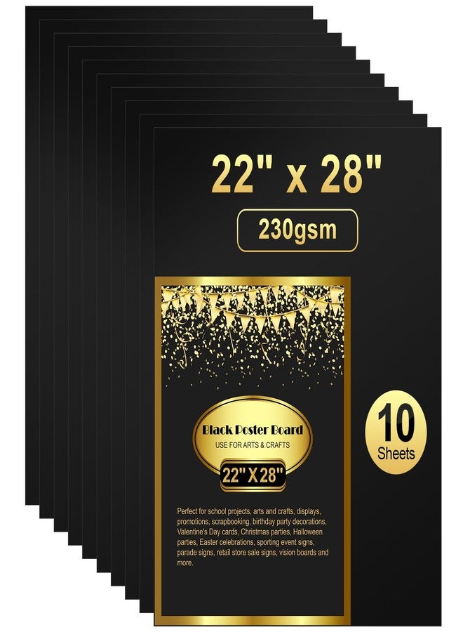 rookea 10 Pcs Black Poster Board 22" x 28" Paper Bulk, ROOKEA 250 GSM Vision Poster Boards for School Arts Craft Projects Presentations Drawing Scrapbooking Blank Graphic Display - Image 1