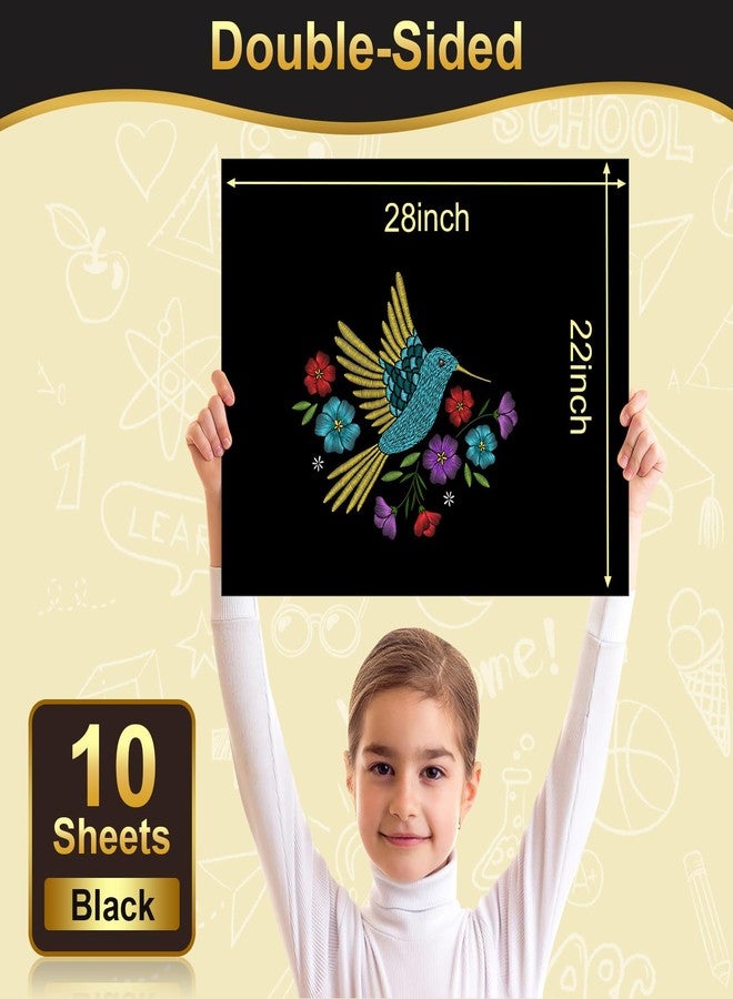rookea 10 Pcs Black Poster Board 22" x 28" Paper Bulk, ROOKEA 250 GSM Vision Poster Boards for School Arts Craft Projects Presentations Drawing Scrapbooking Blank Graphic Display - Image 2
