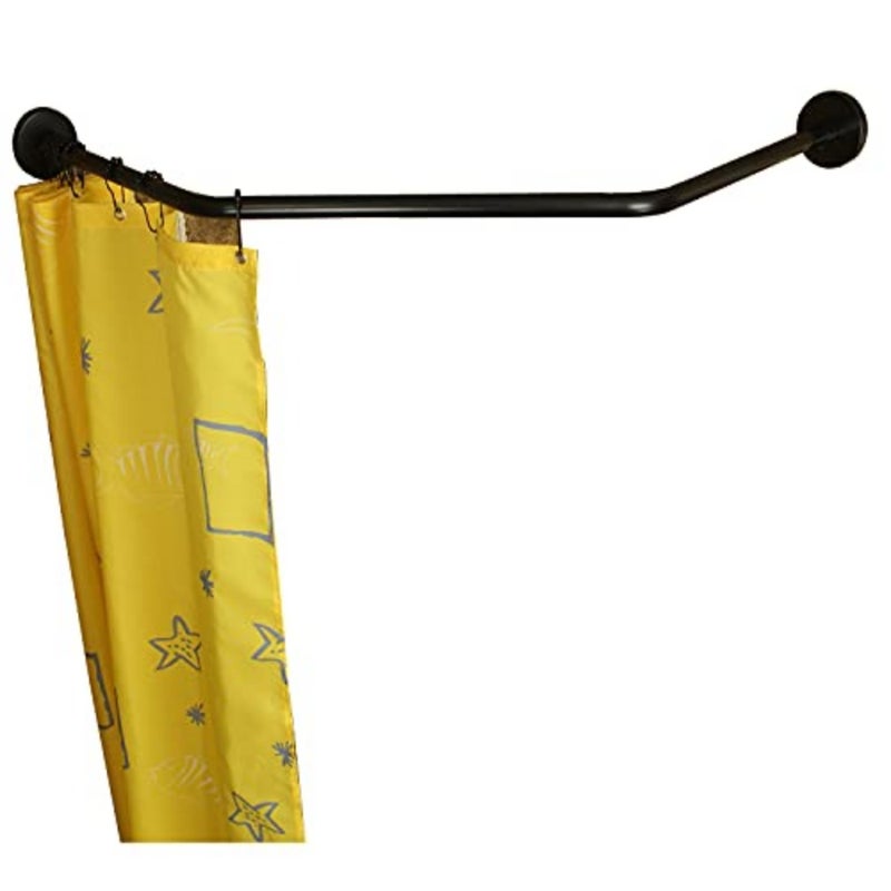 Stretchable 304 Stainless Steel Bathroom Bathtub Corner Shower Curtain Rod Rack, Silver, Adjustable Both Sides: 43-65 cm, Middle: 51-66 cm