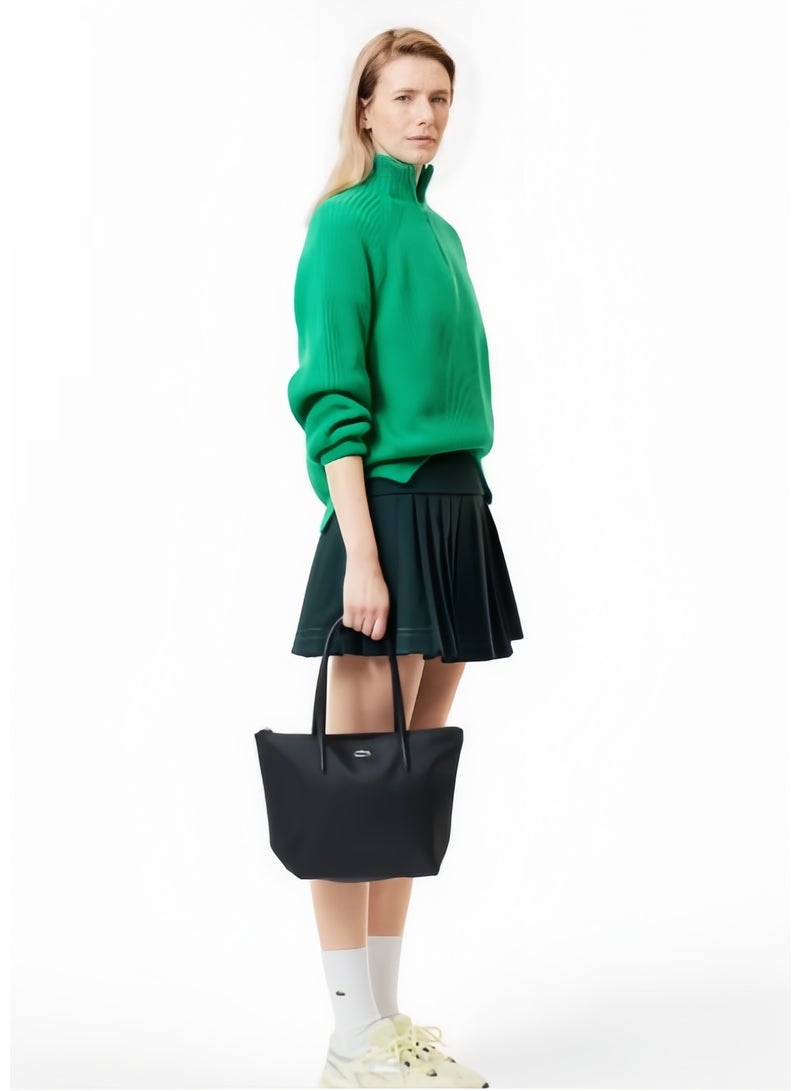 لاكوست مفهوم لاكوست النسائي L12.12 الموضة متعددة الاستعابات كبيرة السحاب حقيبة اليد حقيبة الكتف حقيبة سوداء متوسطة - Image 3