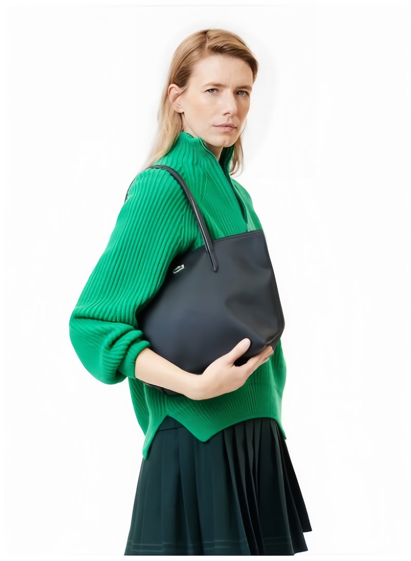 لاكوست مفهوم لاكوست النسائي L12.12 الموضة متعددة الاستعابات كبيرة السحاب حقيبة اليد حقيبة الكتف حقيبة سوداء متوسطة - Image 2