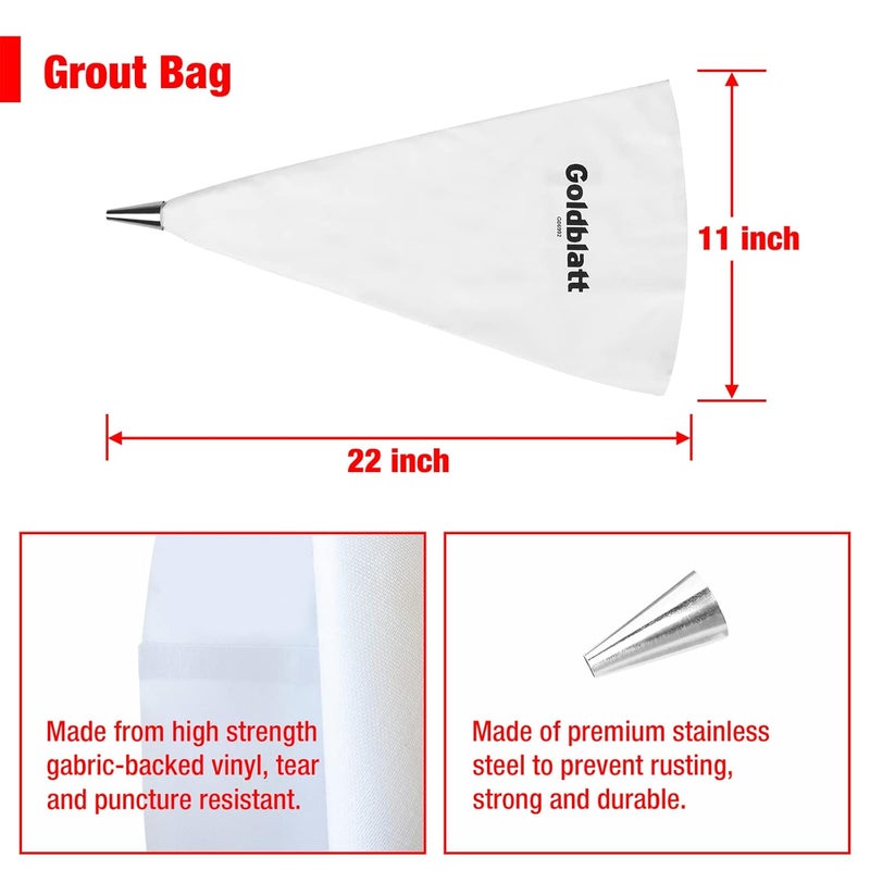 Goldblatt 4 Pieces Tile Grout Masonry Mortar Bag Set, Includes 3 Pieces Tear Puncture Resistant Grout Bag & 1 Piece Brick Jointer for Tile Installation Work - Image 2