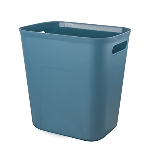 UUJOLY Plastic Small Trash Can Wastebasket, Garbage Container Basket for Bathrooms, Laundry Room, Kitchens, Offices, Kids Rooms, Dorms, 3.5 Gallon, Blue Green - Image 1