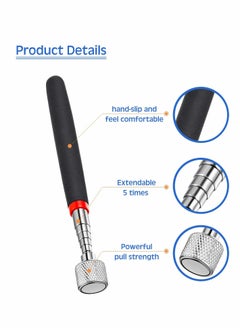 KASTWAVE Telescoping LED Lighted Flexible Inspection Mirror, 15 Lb Handle Retractable Magnetic Pick-Up Tool for Car Automobile Machinists Inspectors 360 Swivel Viewing Dead Angle 2 Piece Set  - Image 2