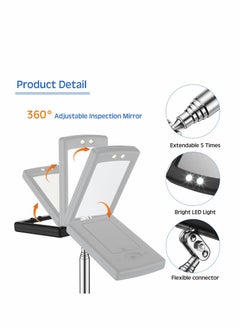 KASTWAVE Telescoping LED Lighted Flexible Inspection Mirror, 15 Lb Handle Retractable Magnetic Pick-Up Tool for Car Automobile Machinists Inspectors 360 Swivel Viewing Dead Angle 2 Piece Set  - Image 3